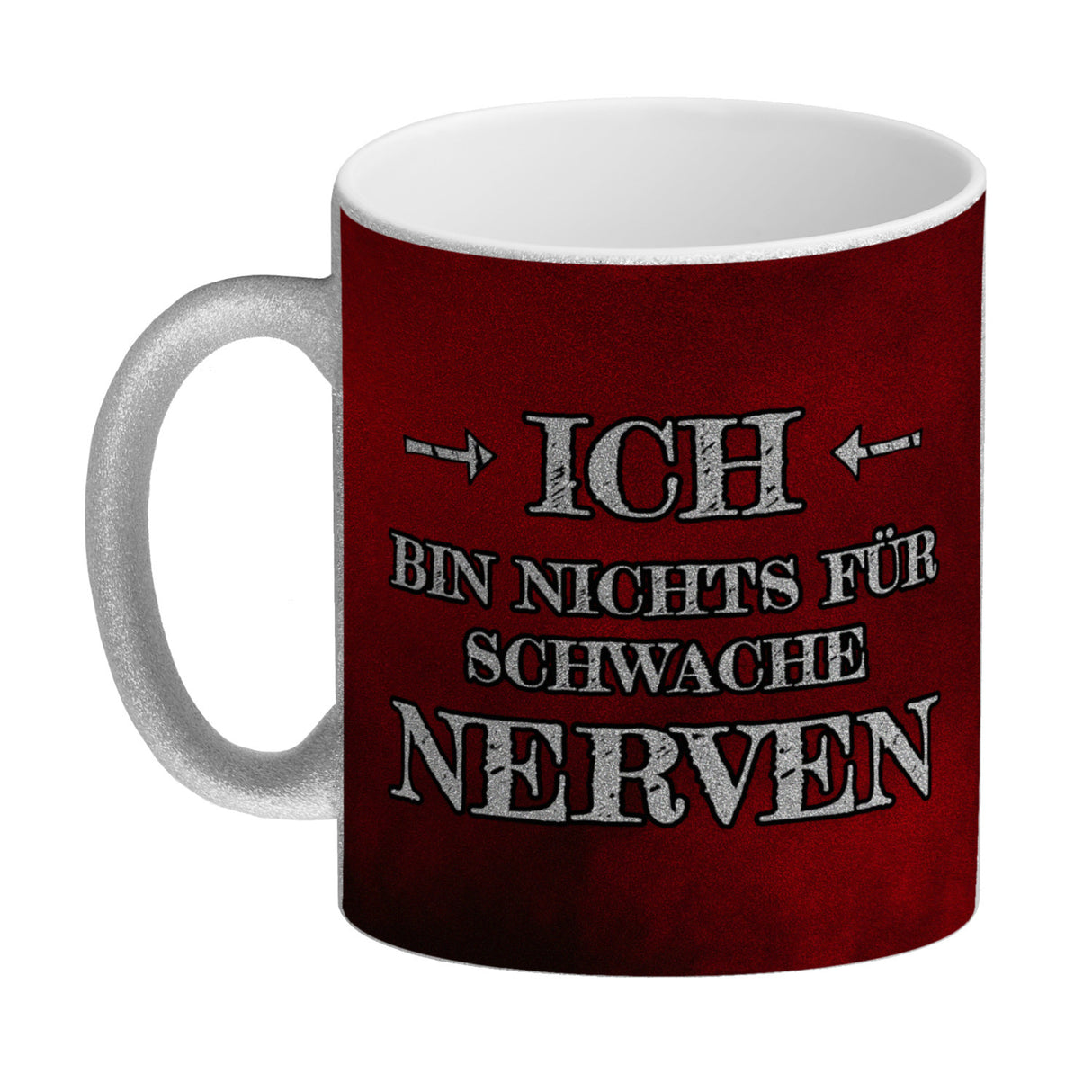 Ich bin nichts für schwache Nerven Kaffeebecher mit Flammenhintergrund