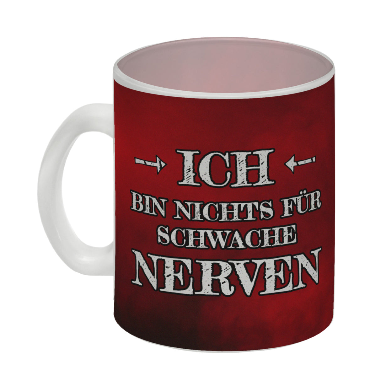 Ich bin nichts für schwache Nerven Kaffeebecher mit Flammenhintergrund