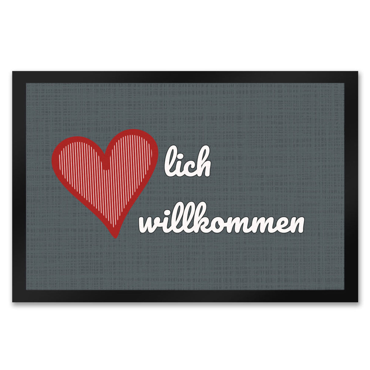 Fußmatte in 35x50 cm in dunkelgrau mit Spruch und Symbol Home und Herz