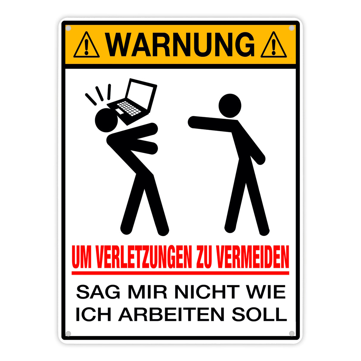 Metallschild Warnung am Arbeitsplatz für Arbeitnehmer Geschenk für Kollegen