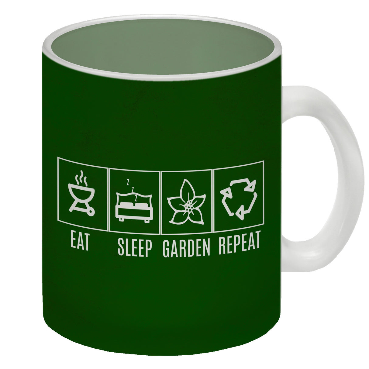 EAT, SLEEP, GAME, REPEAT Kaffeebecher mit blauem Hintergrund