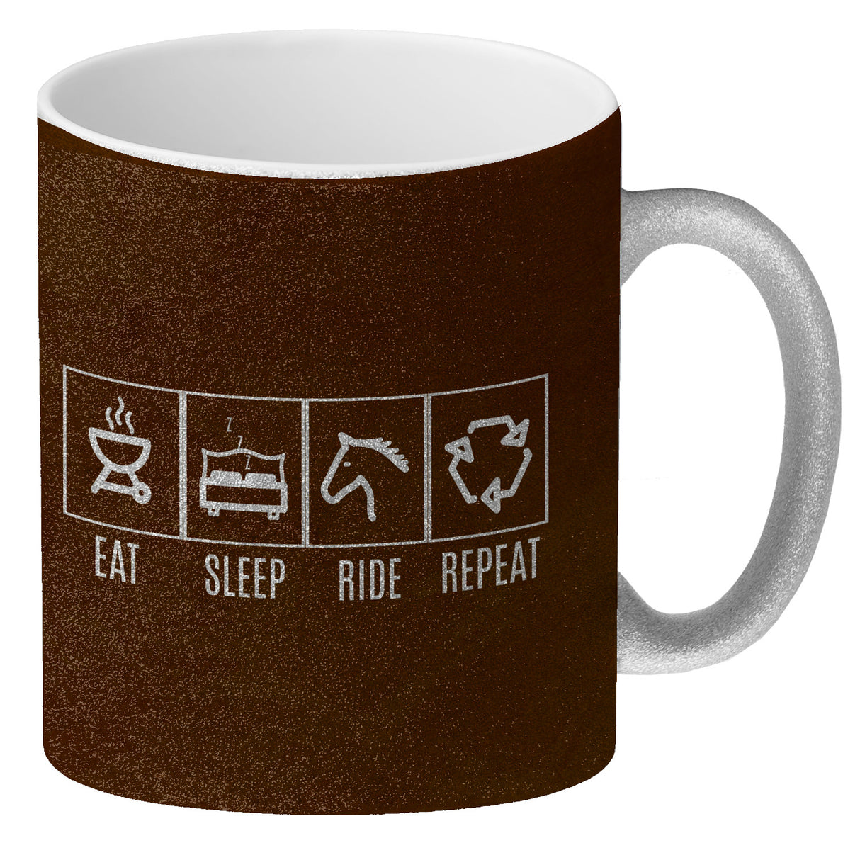 EAT, SLEEP, GAME, REPEAT Kaffeebecher mit blauem Hintergrund