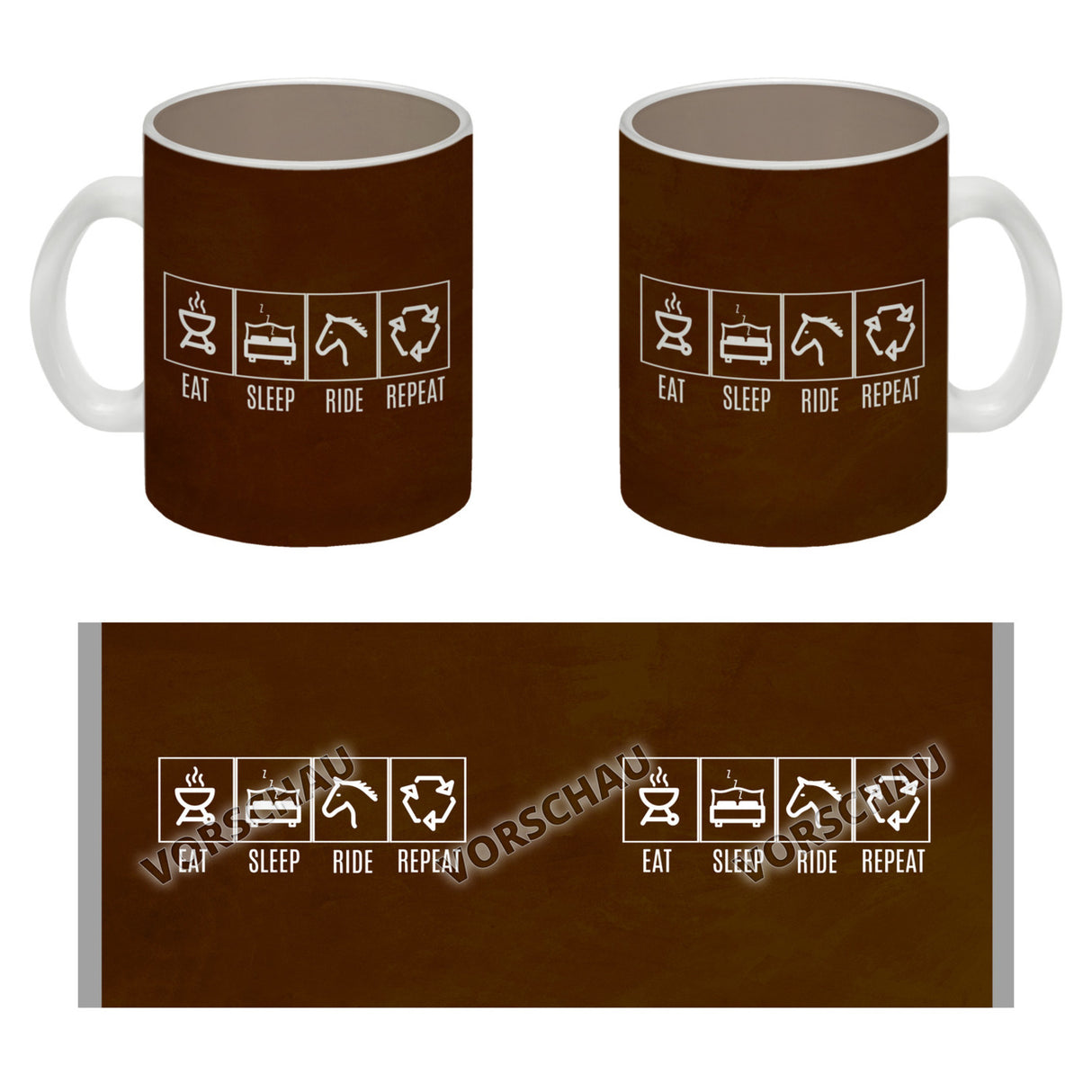 EAT, SLEEP, GAME, REPEAT Kaffeebecher mit blauem Hintergrund