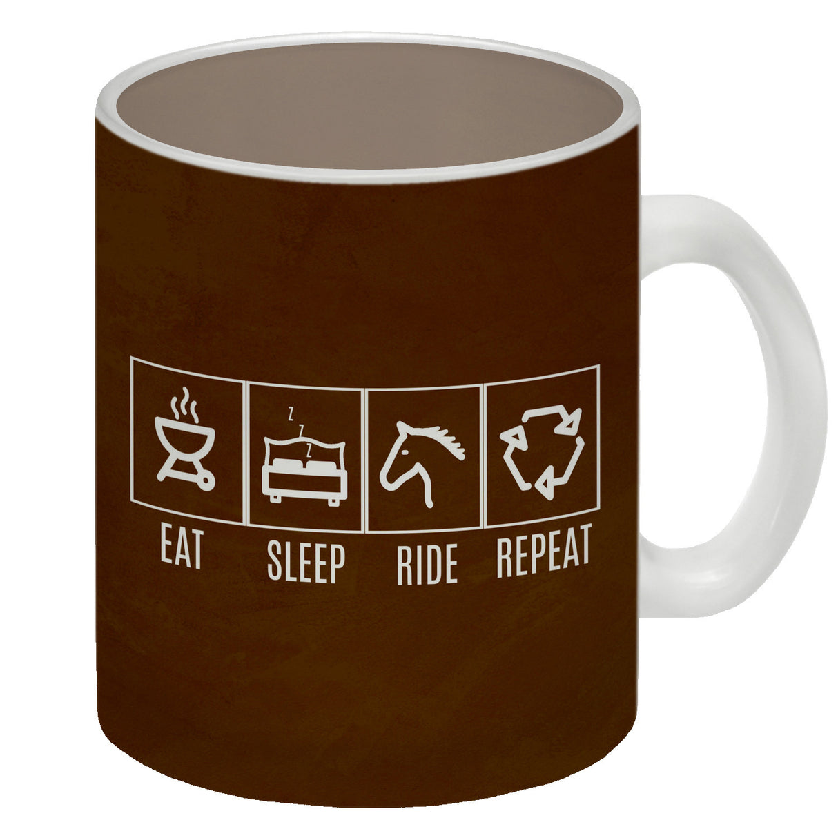 EAT, SLEEP, GAME, REPEAT Kaffeebecher mit blauem Hintergrund