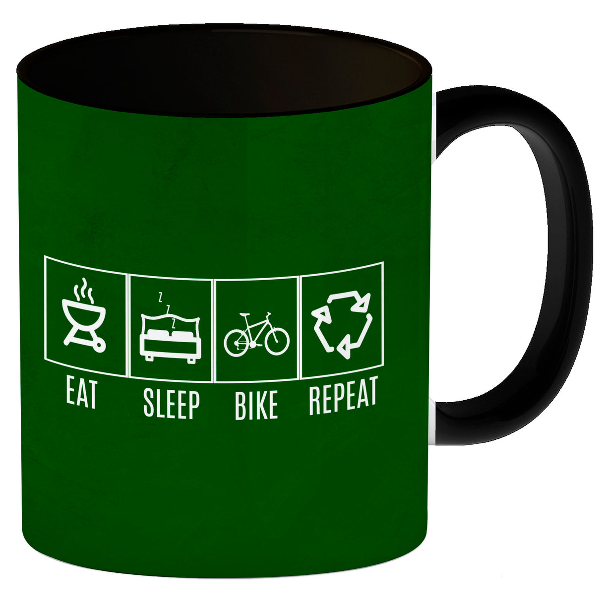 EAT, SLEEP, GAME, REPEAT Kaffeebecher mit blauem Hintergrund