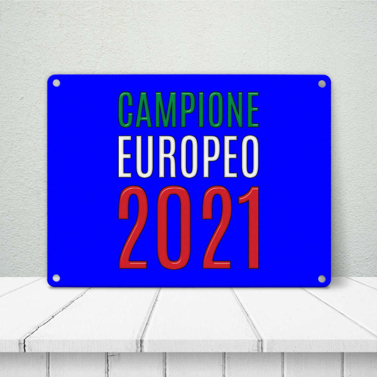 Metallschild in 15x20 cm Campione Europeo 2021 Italia Europameister scudo di metallo
