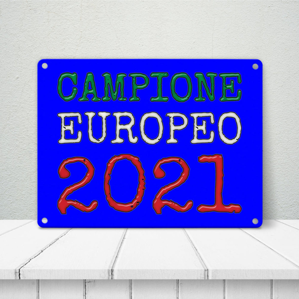 Metallschild in 15x20 cm Campione Europeo 2021 Italia Europameister scudo di metallo