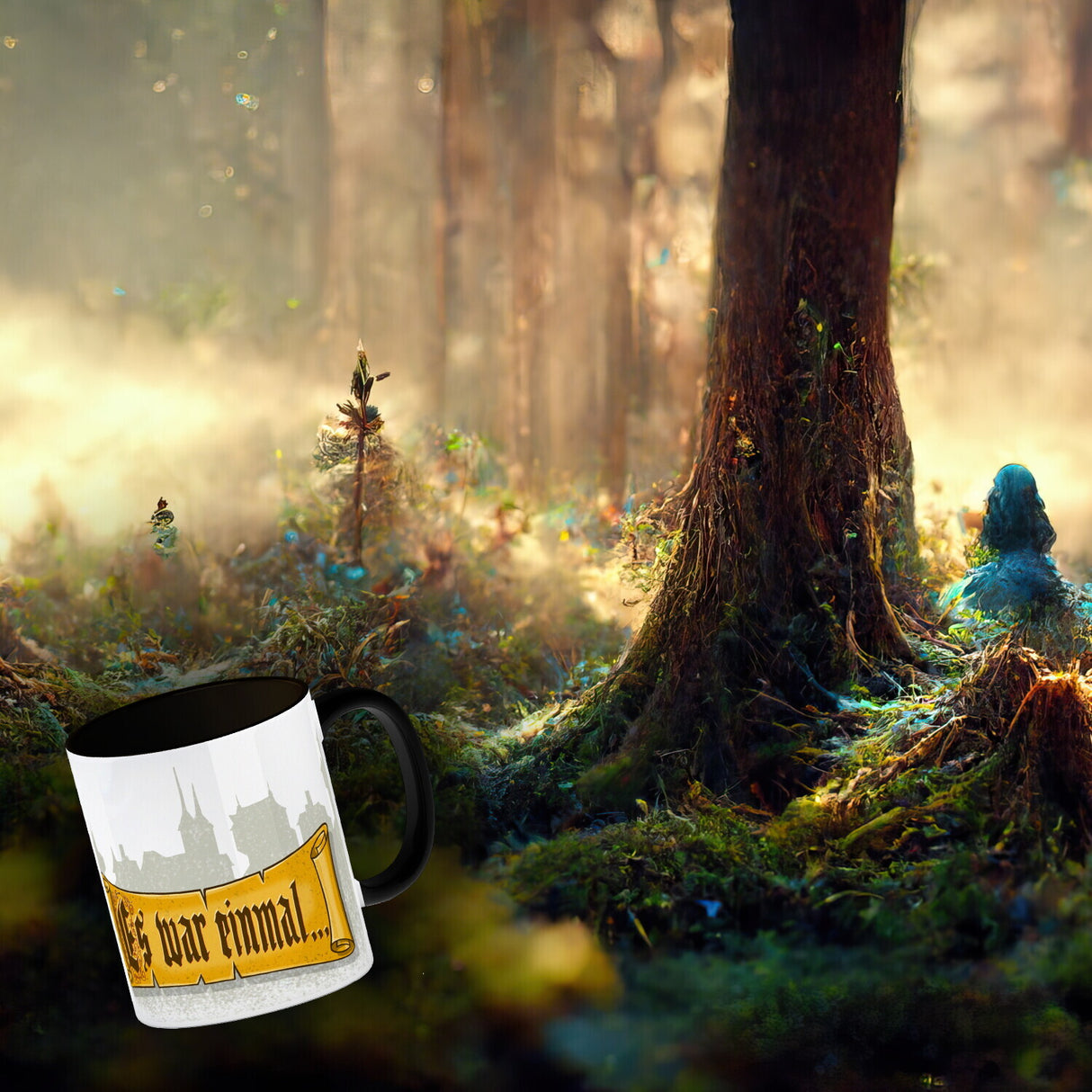 Märchen Kaffeebecher - Es war einmal... mit Schloss im Hintergrund