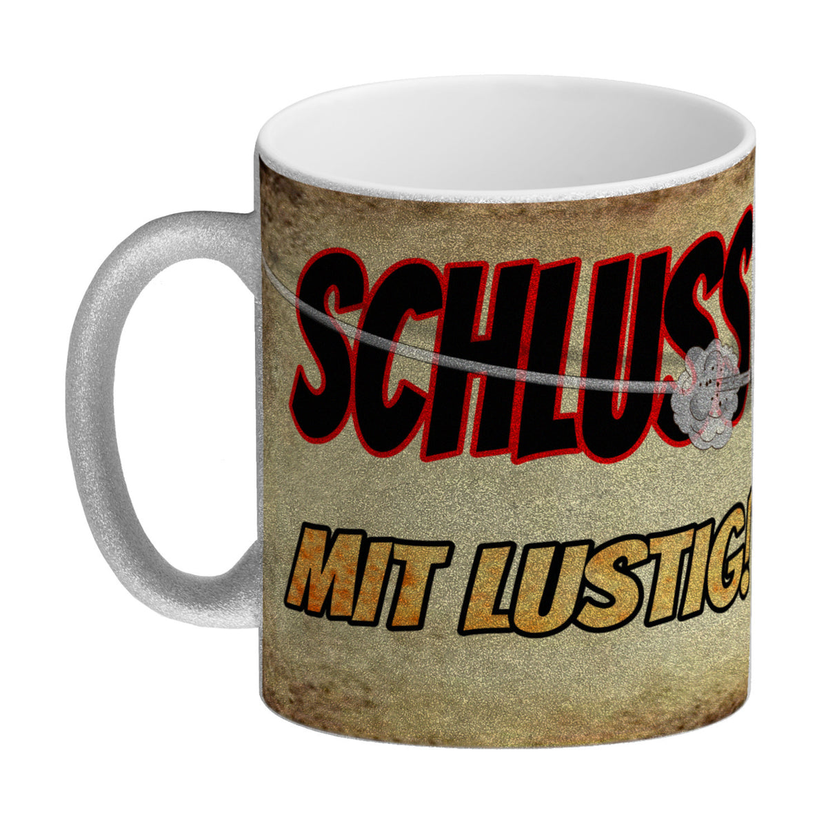 Kaffeebecher mit lustigem Einhorn mit Gewehr Motiv - SCHLUSS MIT LUSTIG!
