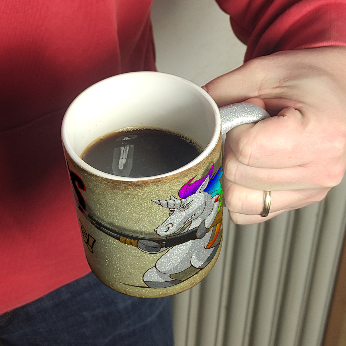 Kaffeebecher mit lustigem Einhorn mit Gewehr Motiv - SCHLUSS MIT LUSTIG!