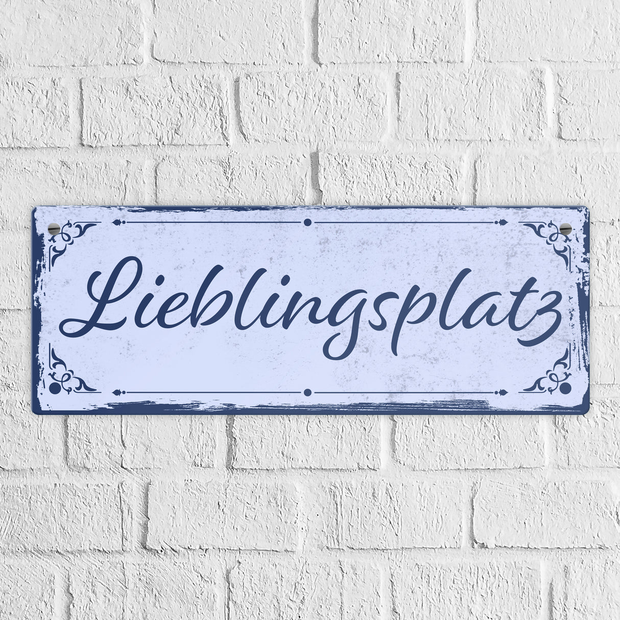 Metallschild mit schönem Design - Lieblingsplatz im rustikalen Stil in Braun