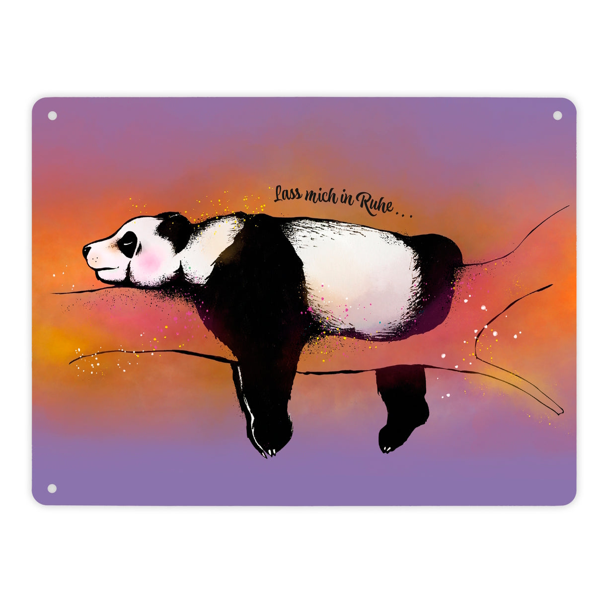 Metallschild mit Panda-Design und lustigem Spruch Lass mich in Ruhe