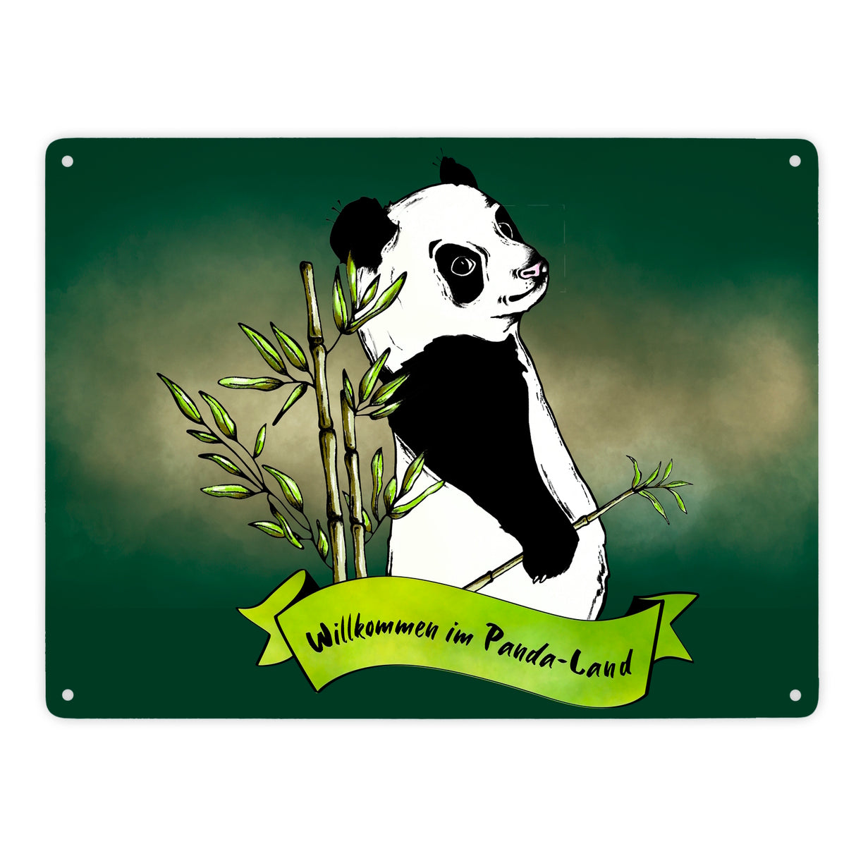 Pandabär Metallschild Willkommen im Panda-Land