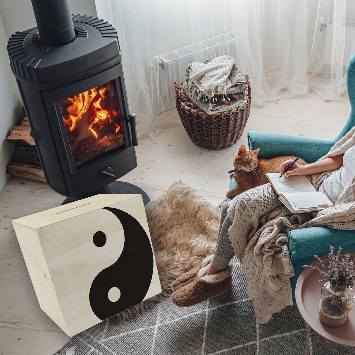 Spardose mit dekorativem Yin und Yang Design - chinesische Philosophie