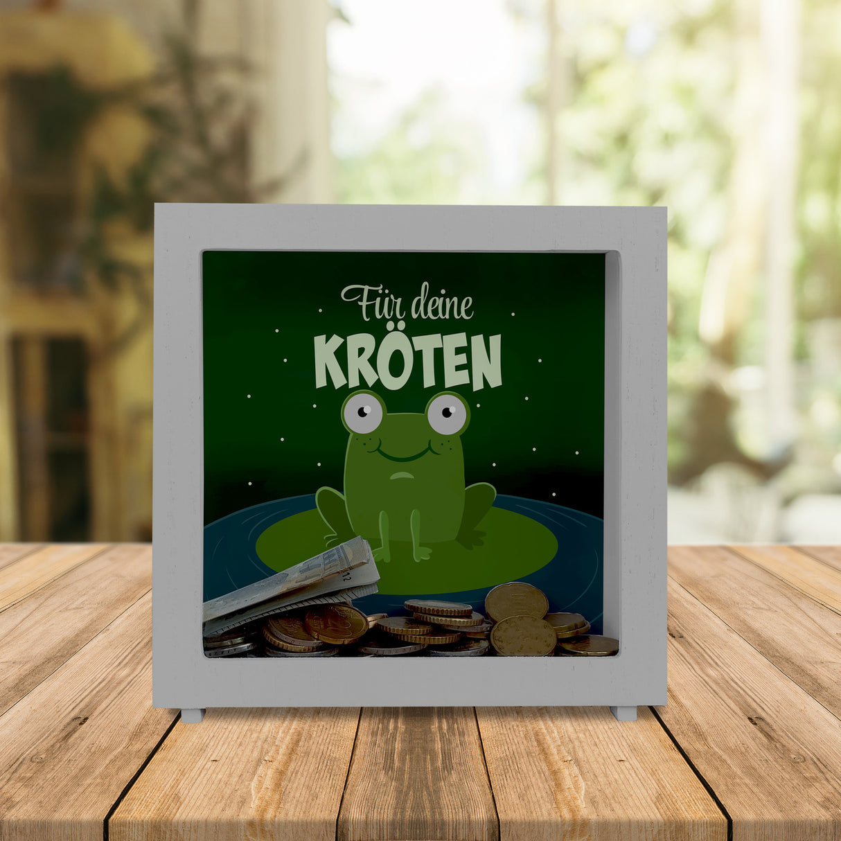 Spardose für Kinder mit niedlichem Frosch und Spruch - Für deine Kröten