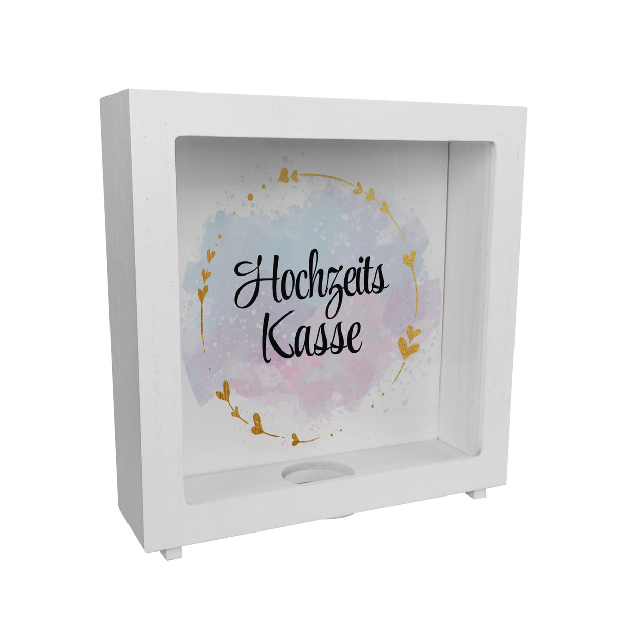 Hochzeit Spardose mit dekorativem Design und goldenen Herzen - Hochzeitskasse