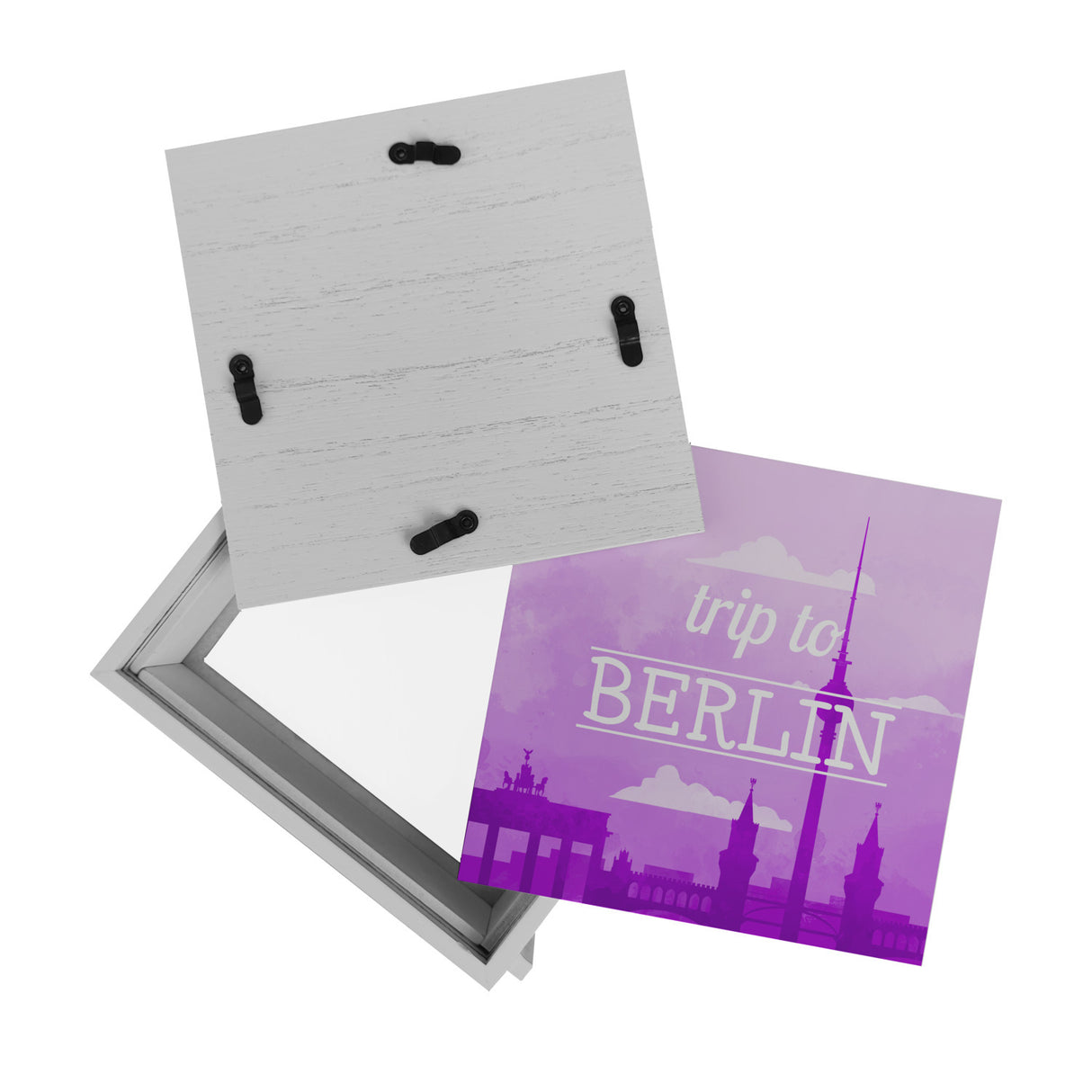Spardose mit schönem Motiv und Text - Trip to Berlin in lila