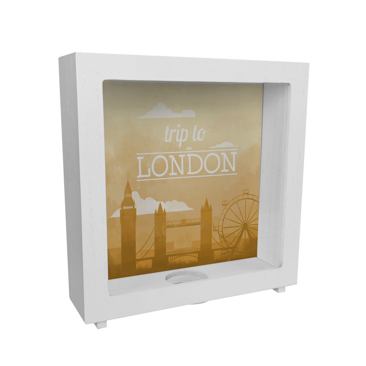 Spardose mit schönem Motiv und Text - Trip to London