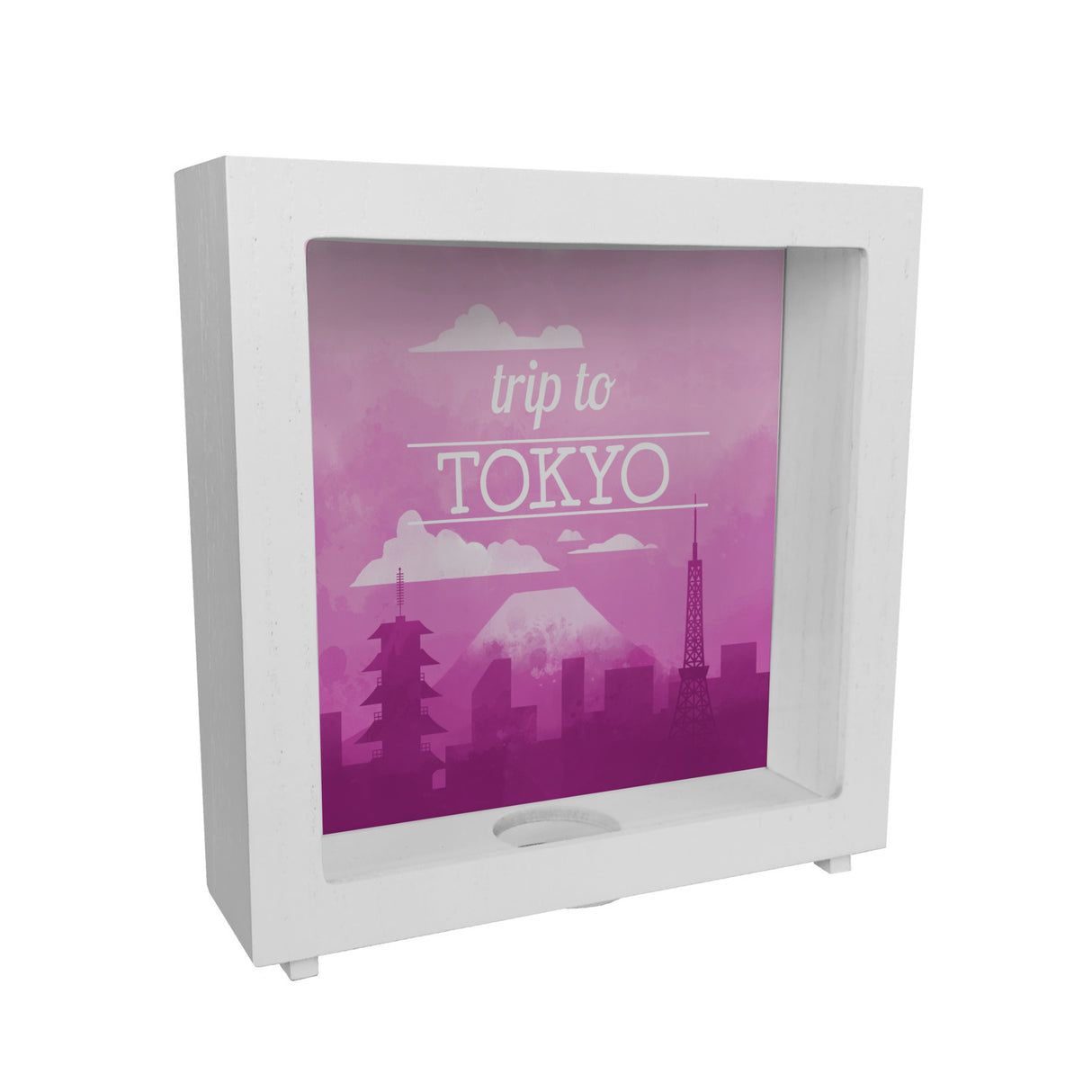 Spardose mit schönem Motiv und Text - Trip to Tokyo in pink