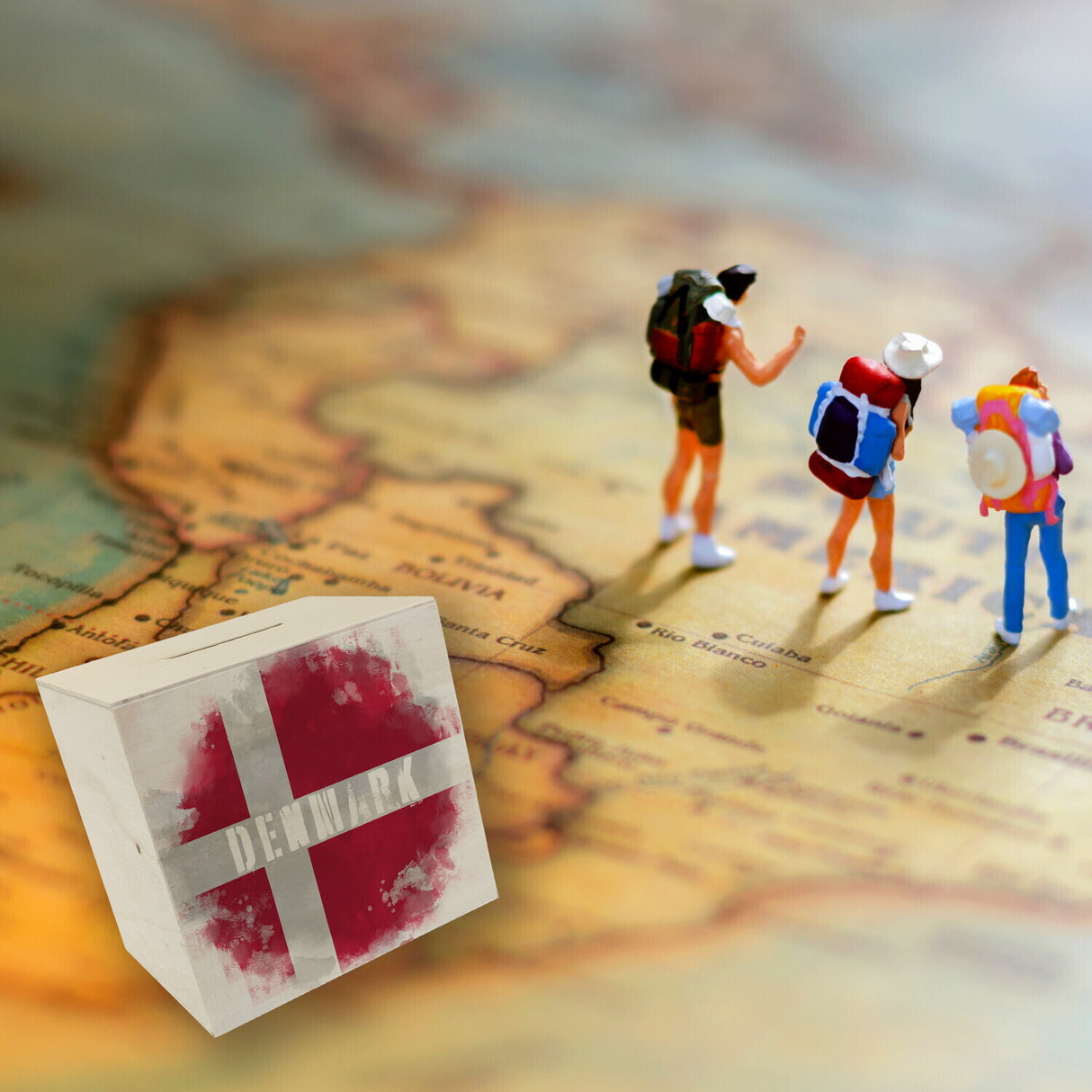Spardose mit Dänemark-Flagge im Used Look - Sparschwein für Urlauber