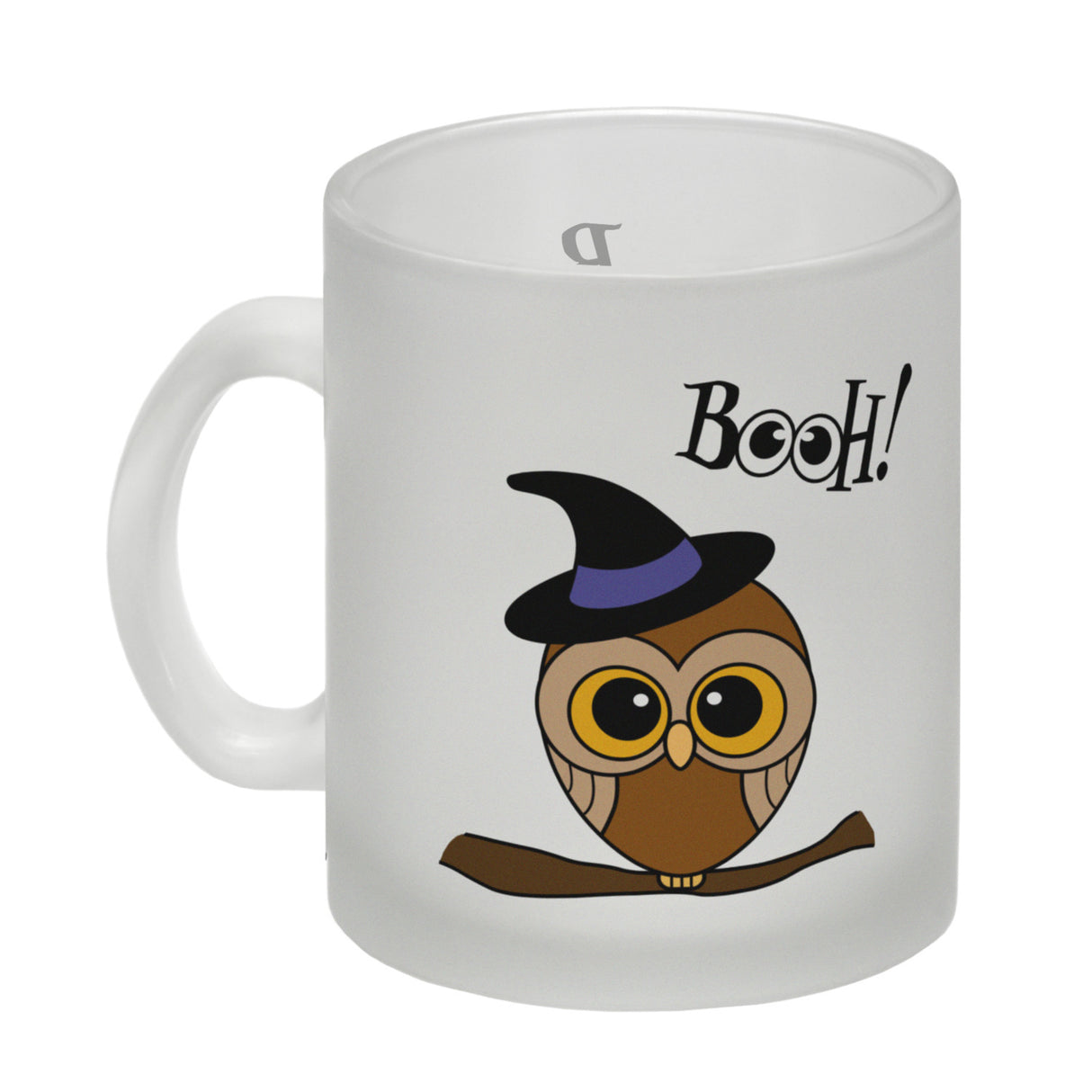 Kaffeebecher für Halloween mit niedlichem Eulenmotiv und Spruch - BOOH!