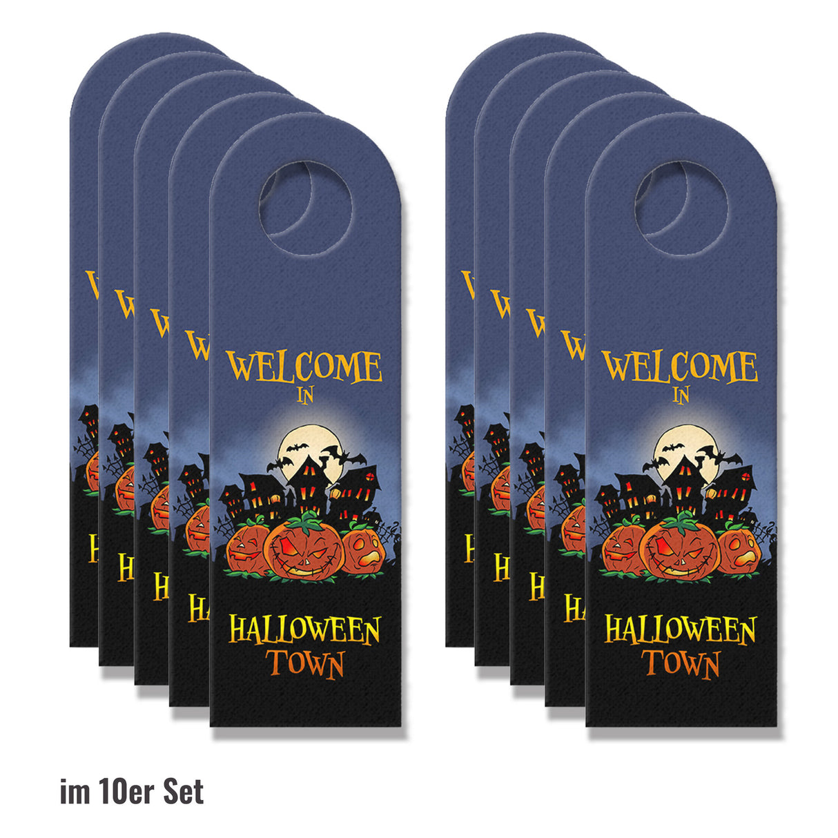 Türhänger mit gruseligem Motiv und Spruch - Welcome in Halloween Town -