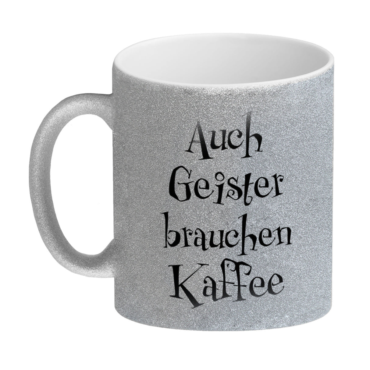 Kaffeebecher mit lustigem Motiv und Spruch - Auch Geister brauchen Kaffee -