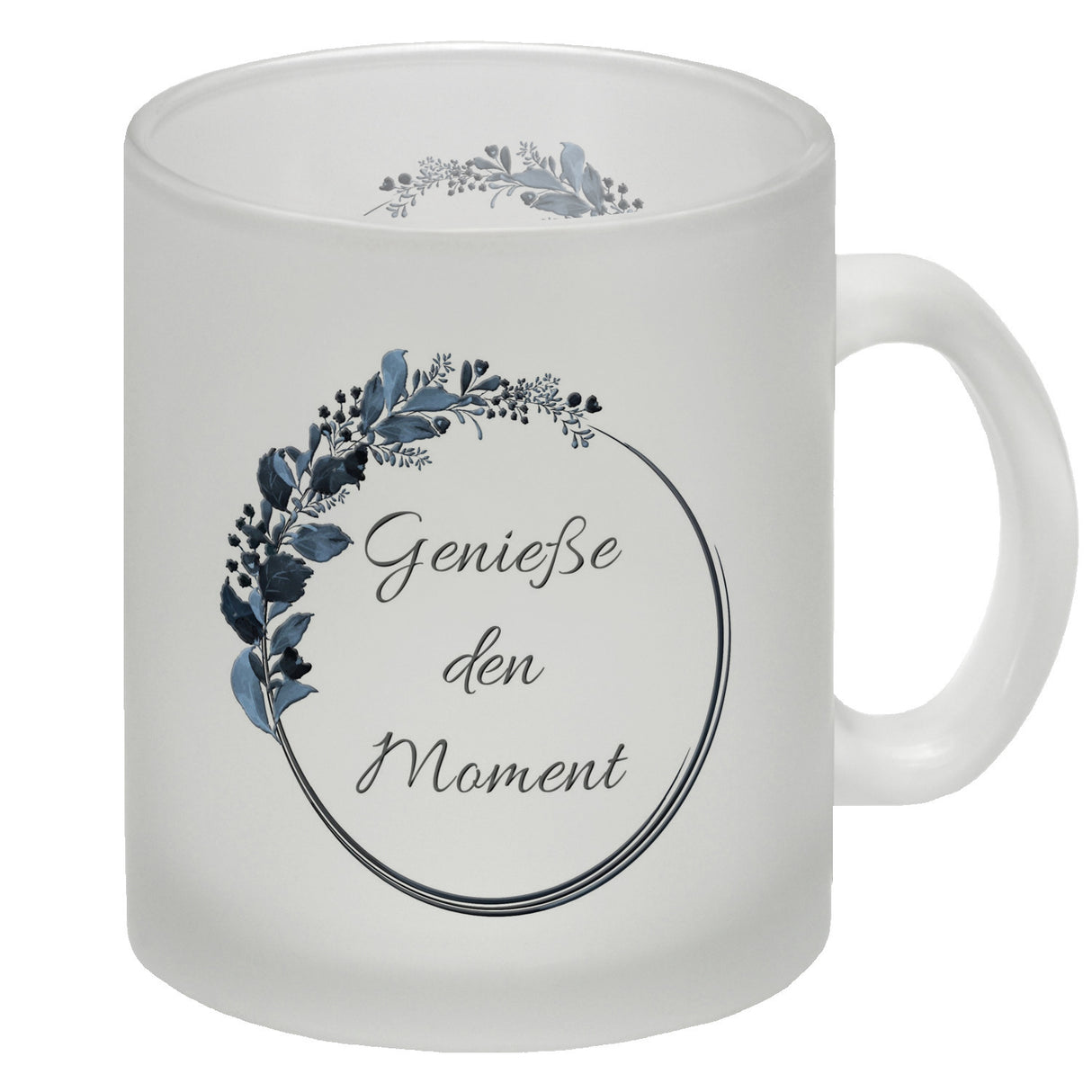 Schön, dass du da bist! Kaffeebecher mit Blumenkranz herrlich wunderbar Kaffeepott Trinkschale edel Gebinde Bukett Strauß Blumen Bouquet Spruch Slogan Sinnspruch Lebensregel