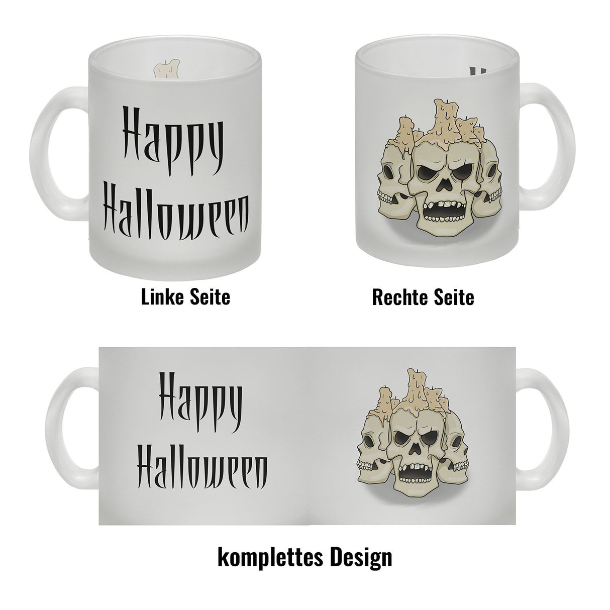 Kaffeetasse mit Totenköpfen und Kerzen - Happy Halloween