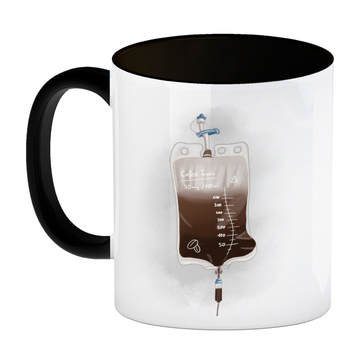 Kaffeebecher mit lustigem Motiv und Spruch - Meine Blutgruppe ist Kaffee