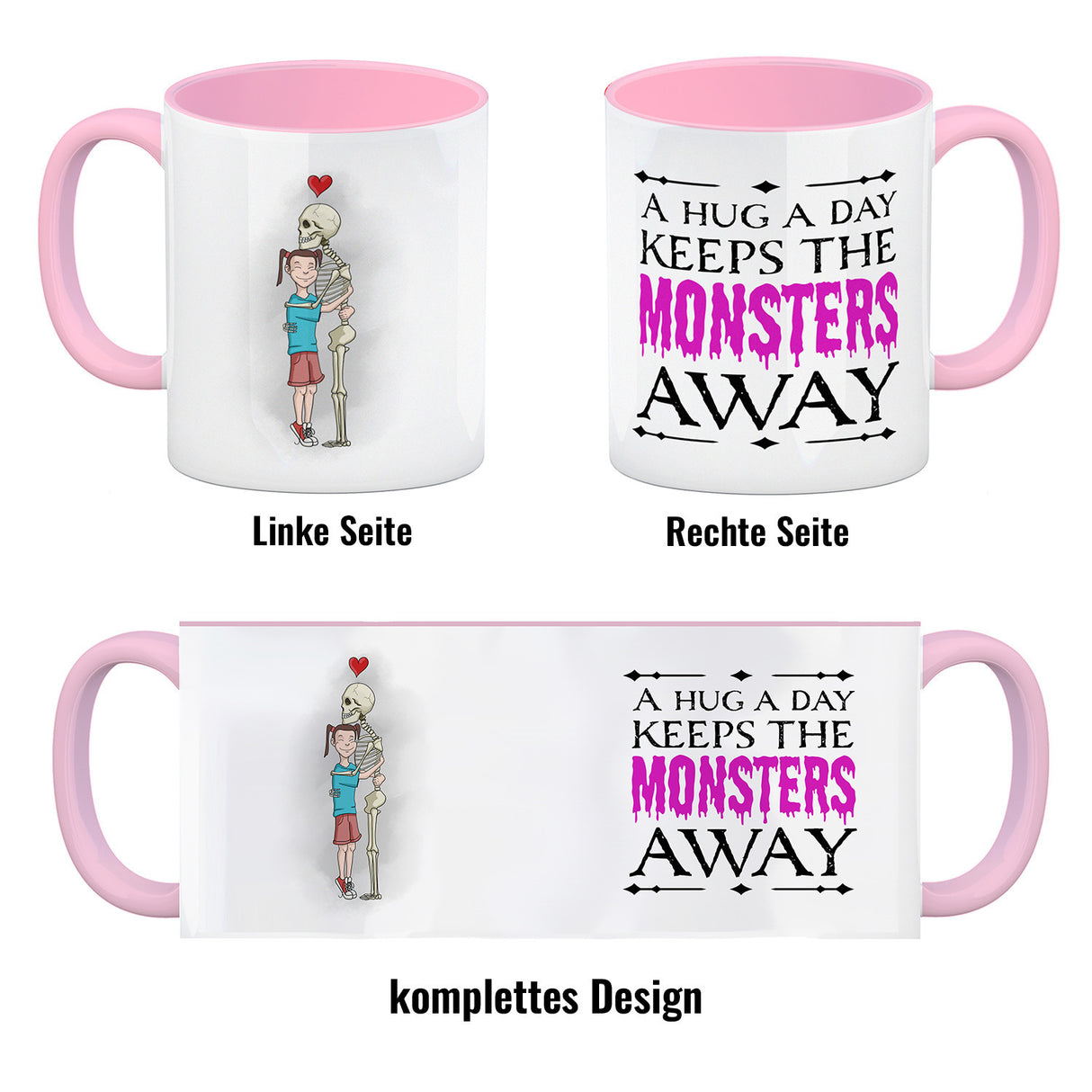 Kaffeetasse für Halloween mit Spruch - A hug a day keeps the monsters away
