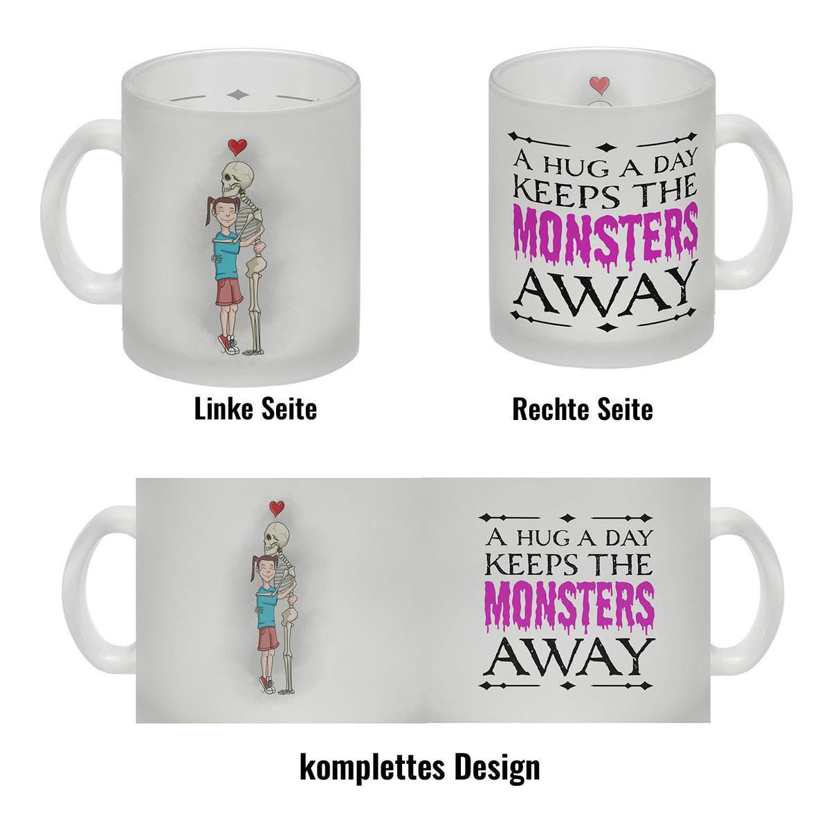 Kaffeetasse für Halloween mit Spruch - A hug a day keeps the monsters away