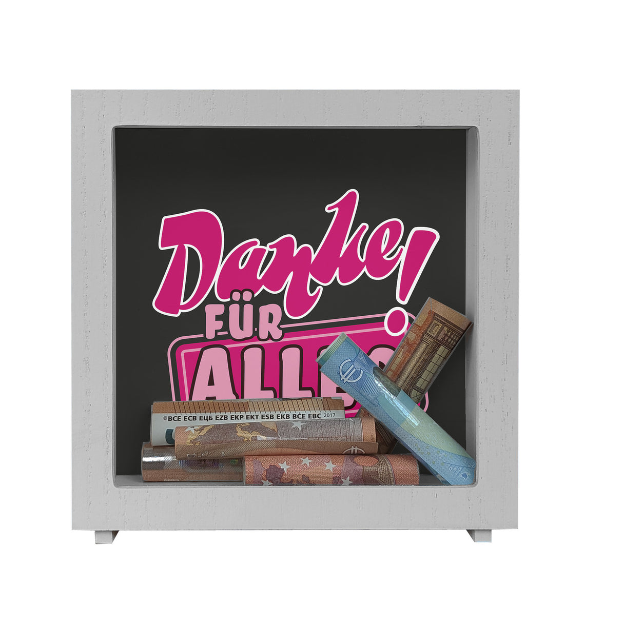 Spardose zum Thema Dankbarkeit - Danke für Alles!