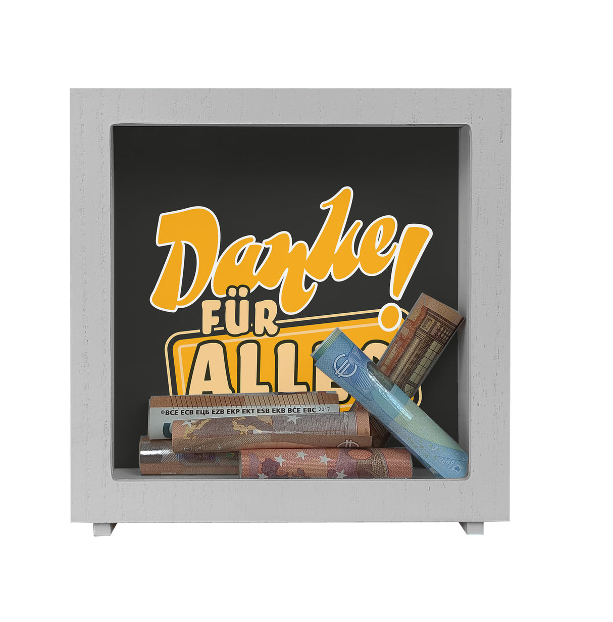 Spardose zum Thema Dankbarkeit - Danke für Alles!