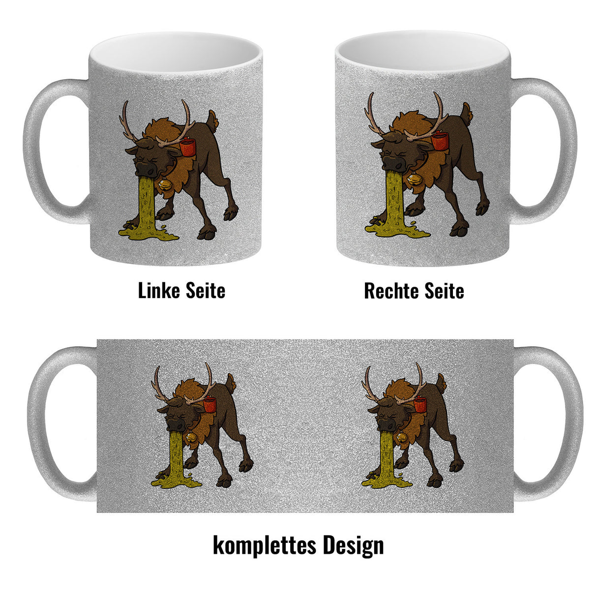 Kotzendes Rentier mit Glühweintasse Weihnachten Kaffeebecher