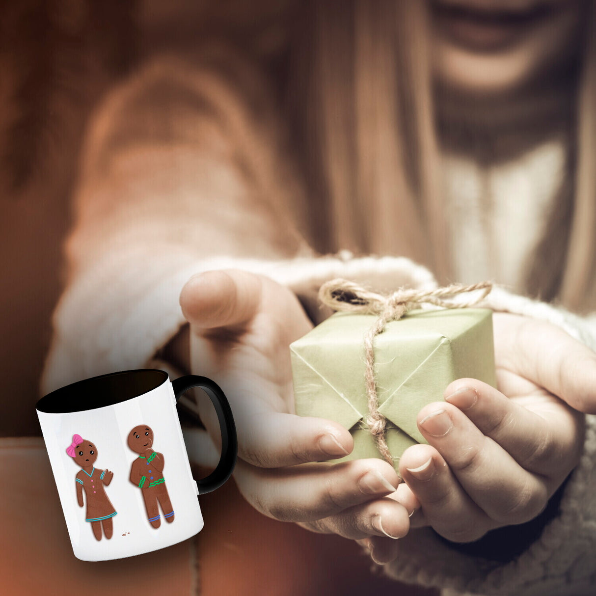 Ich hab dich zum Fressen gern Kaffeetasse mit lustigen Lebkuchen und Spruch