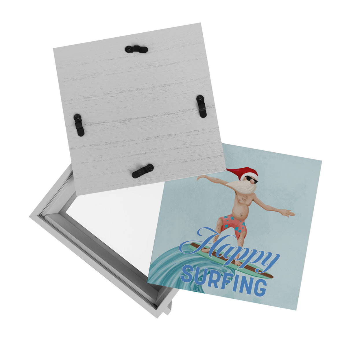 Happy Surfing witzige Spardose mit Weihnachtsmann auf Surfbrett