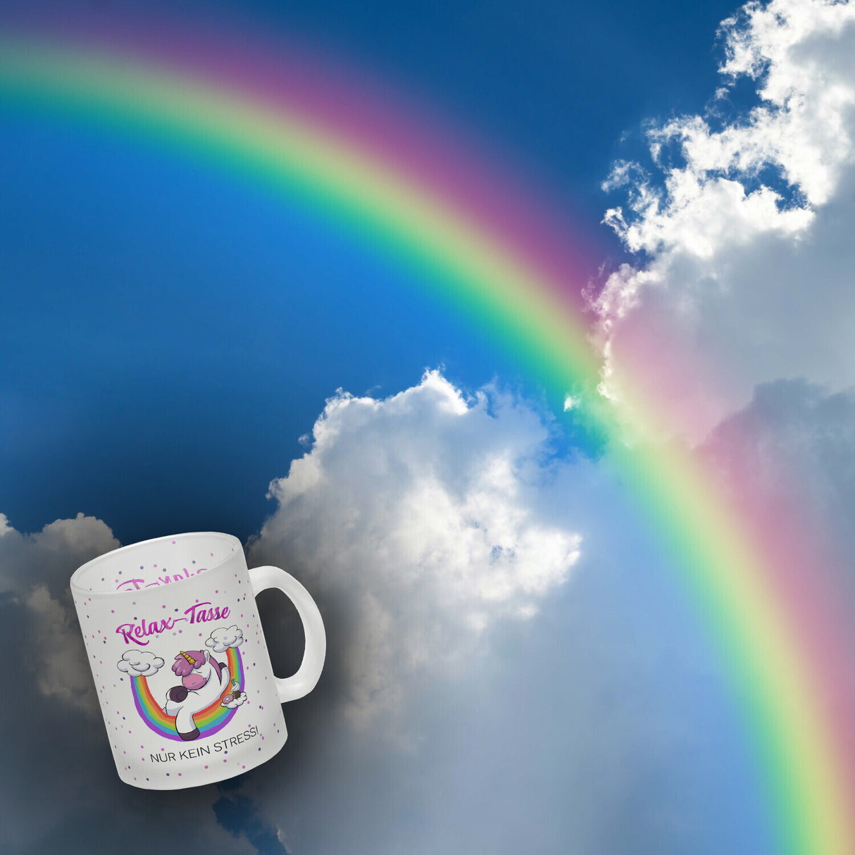 Relax-Tasse Einhorn mit Regenbogen Kaffeebecher