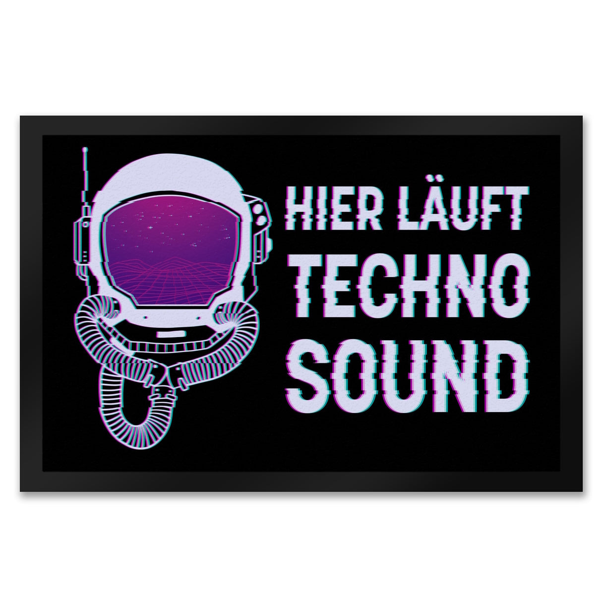 Hier läuft Techno Sound Fußmatte mit Astronautenhelm für Raver