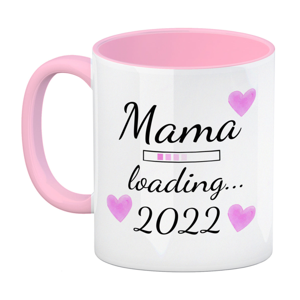 Mama loading 2022 Kaffeetasse mit Herzen für die Schwangerschaft