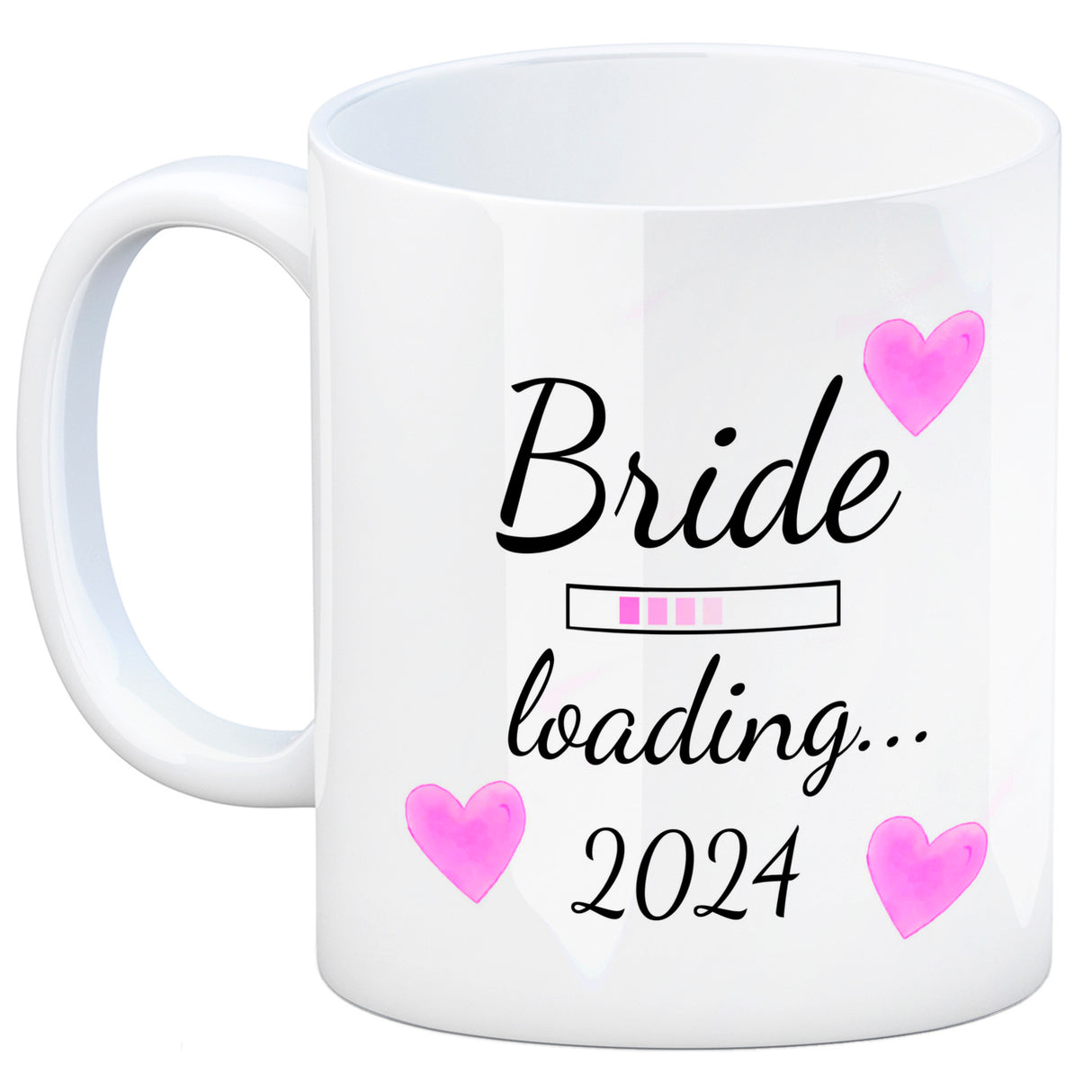 Bride loading Tasse Kaffeetasse 2022 mit rosa Herzen