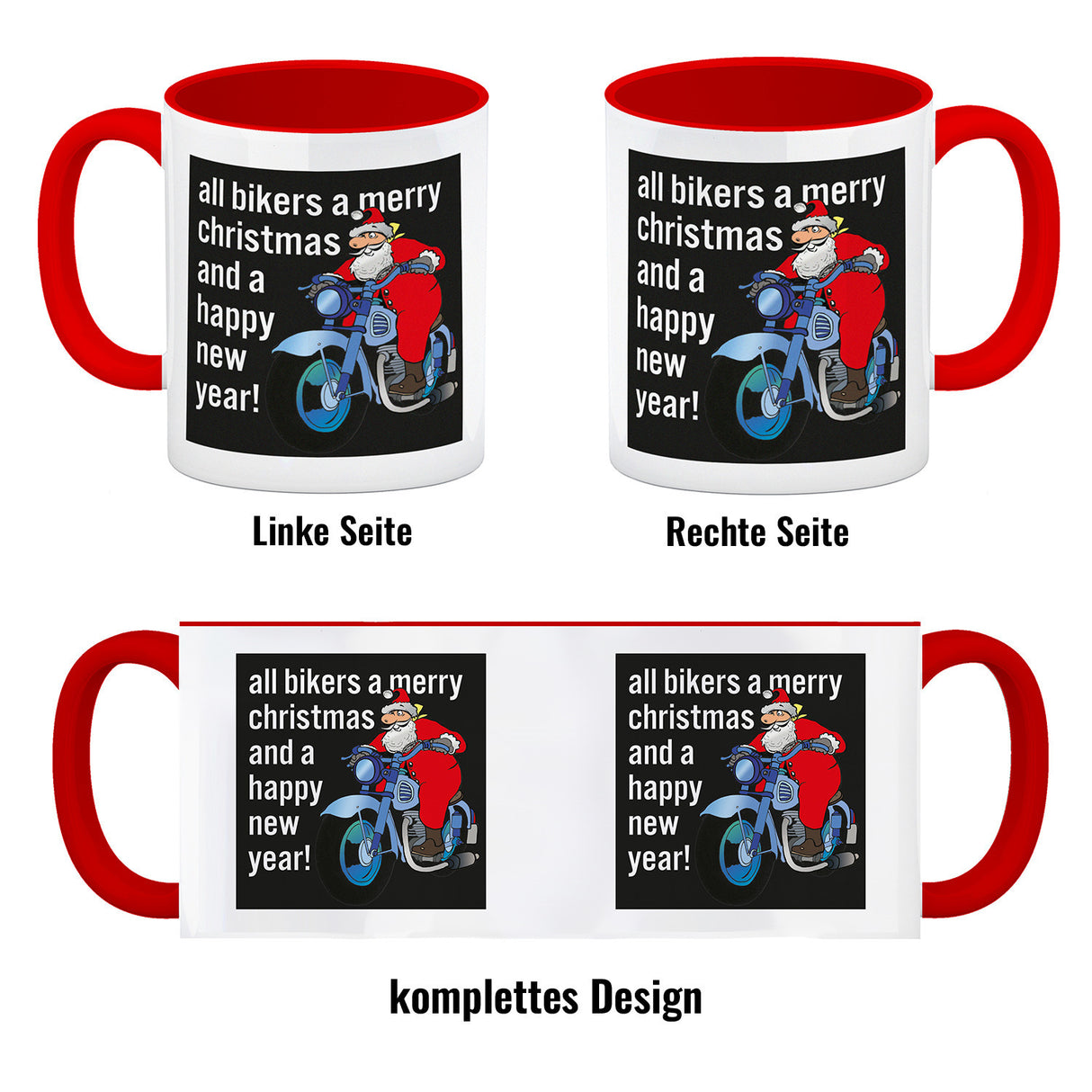 Weihnachten Biker Kaffeebecher mit Weihnachtsmann auf Motorrad