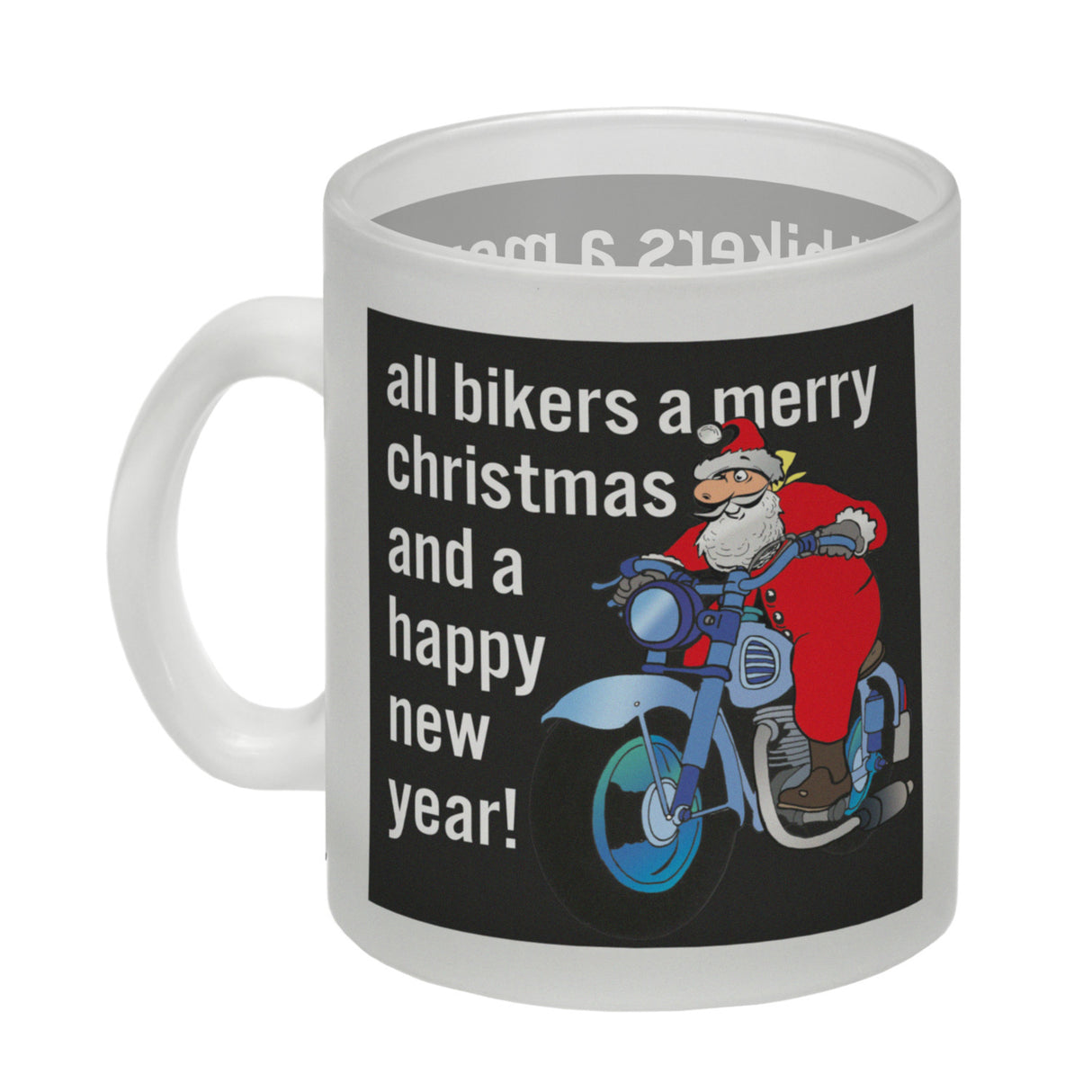 Weihnachten Biker Kaffeebecher mit Weihnachtsmann auf Motorrad