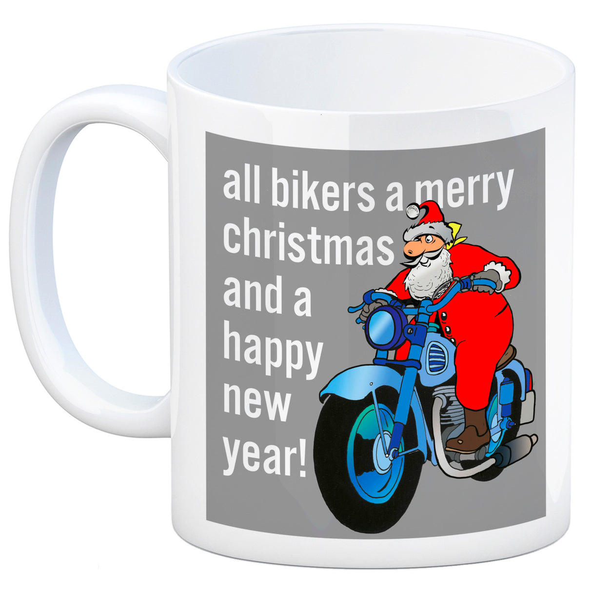 Weihnachten Biker Kaffeebecher mit Weihnachtsmann auf Motorrad