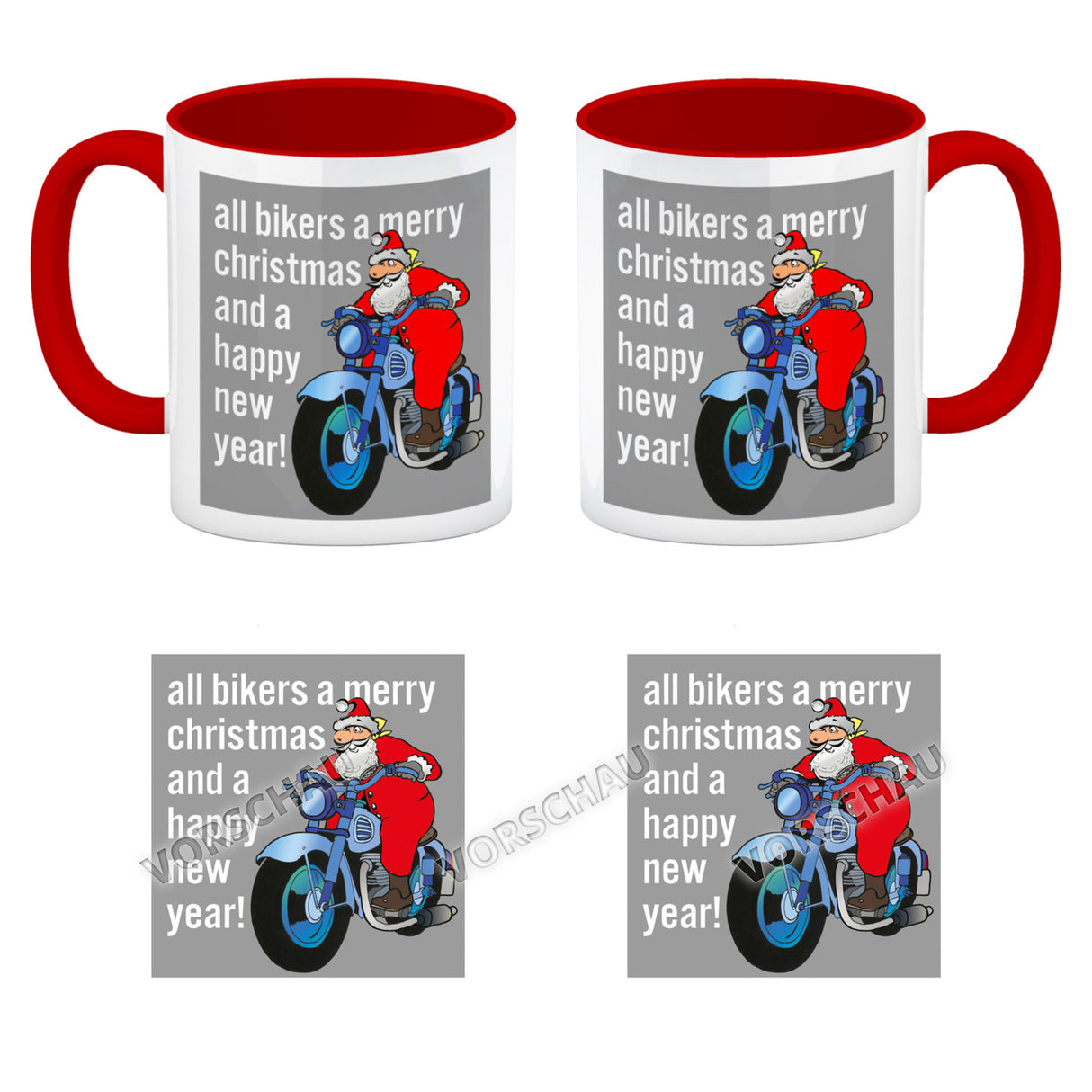 Weihnachten Biker Kaffeebecher mit Weihnachtsmann auf Motorrad