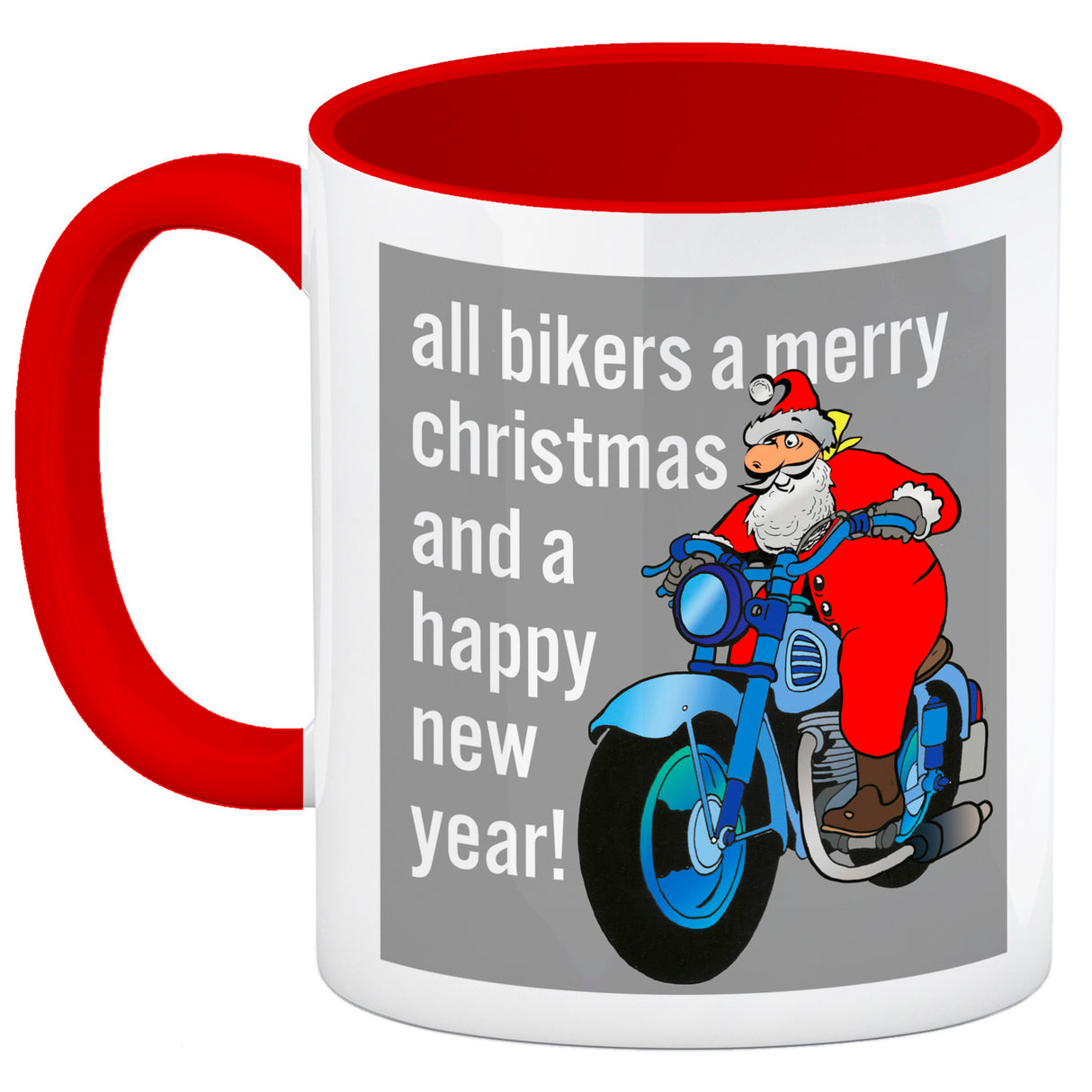 Weihnachten Biker Kaffeebecher mit Weihnachtsmann auf Motorrad