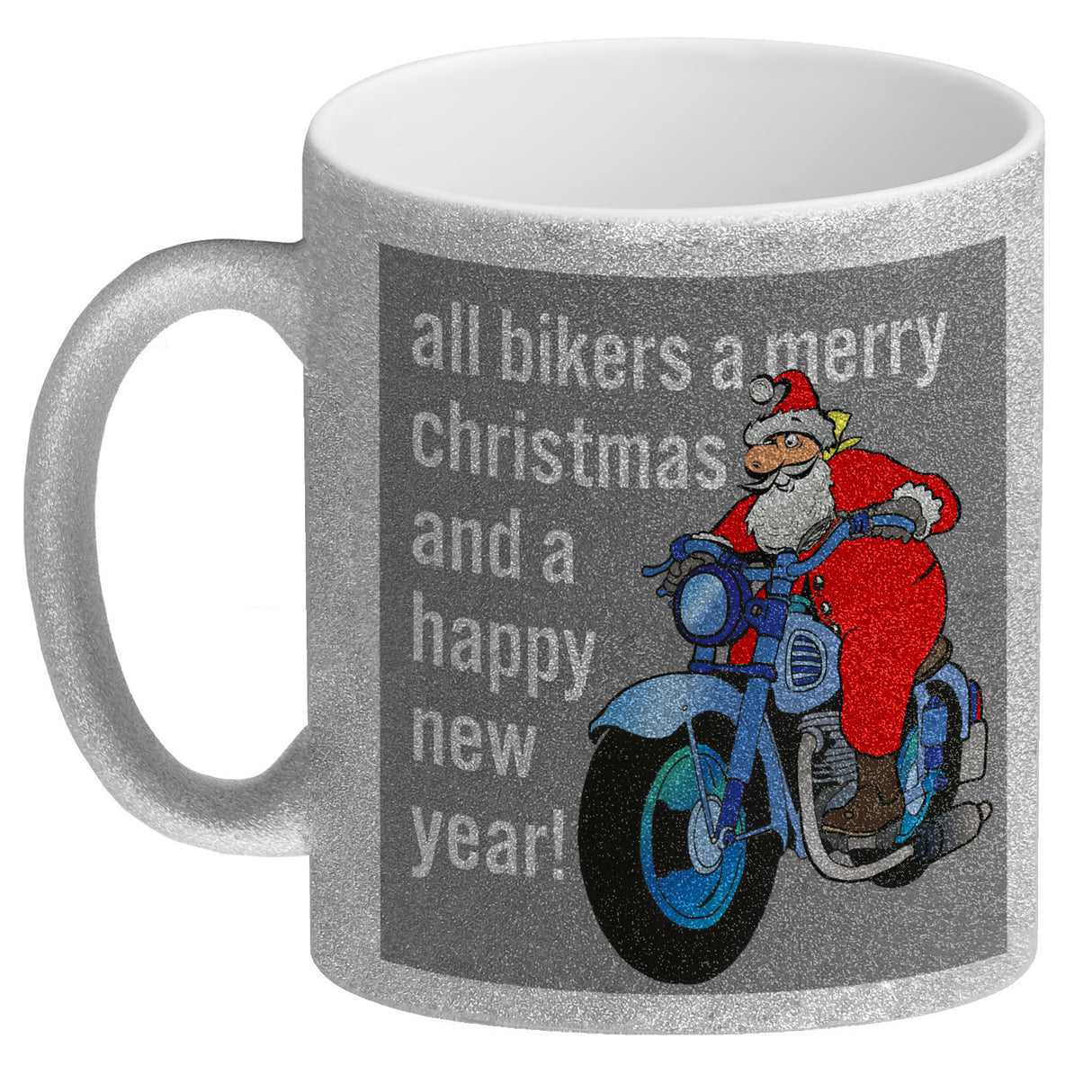 Weihnachten Biker Kaffeebecher mit Weihnachtsmann auf Motorrad