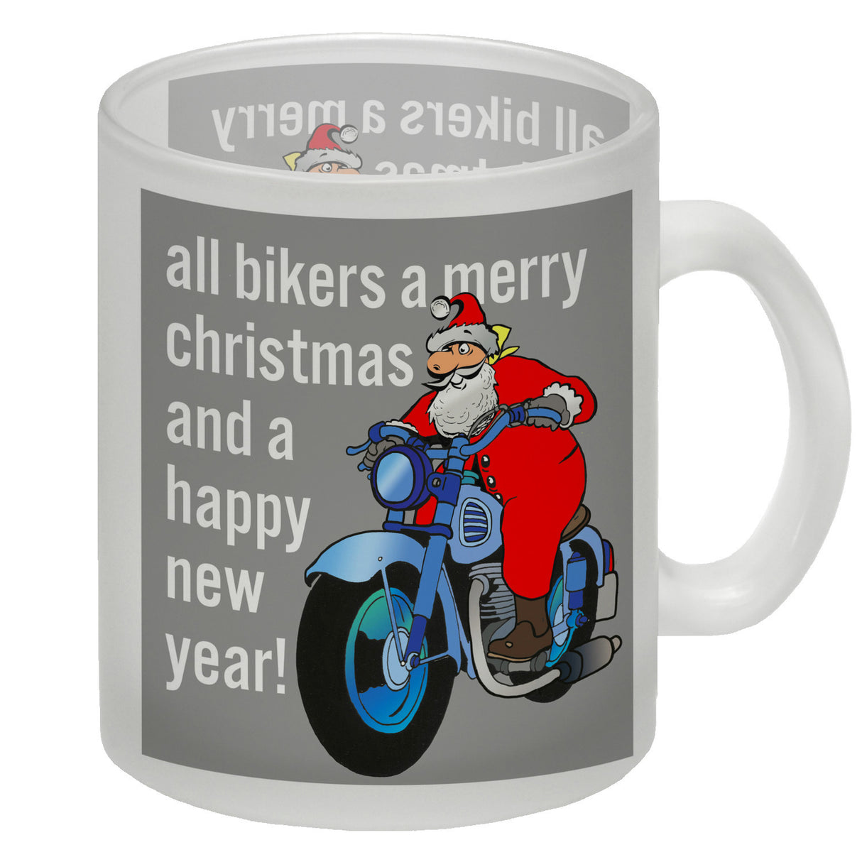 Weihnachten Biker Kaffeebecher mit Weihnachtsmann auf Motorrad