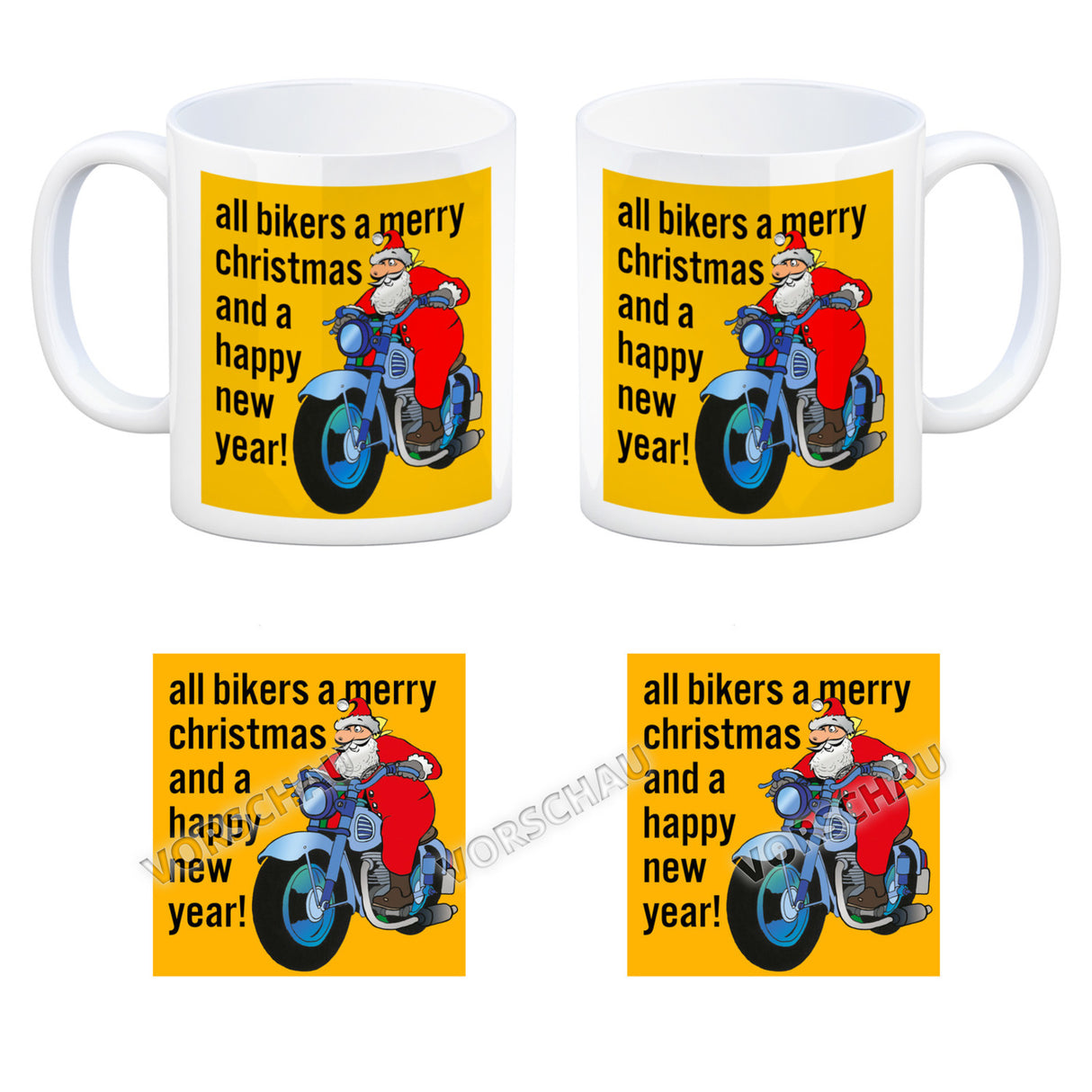 Weihnachten Biker Kaffeebecher mit Weihnachtsmann auf Motorrad