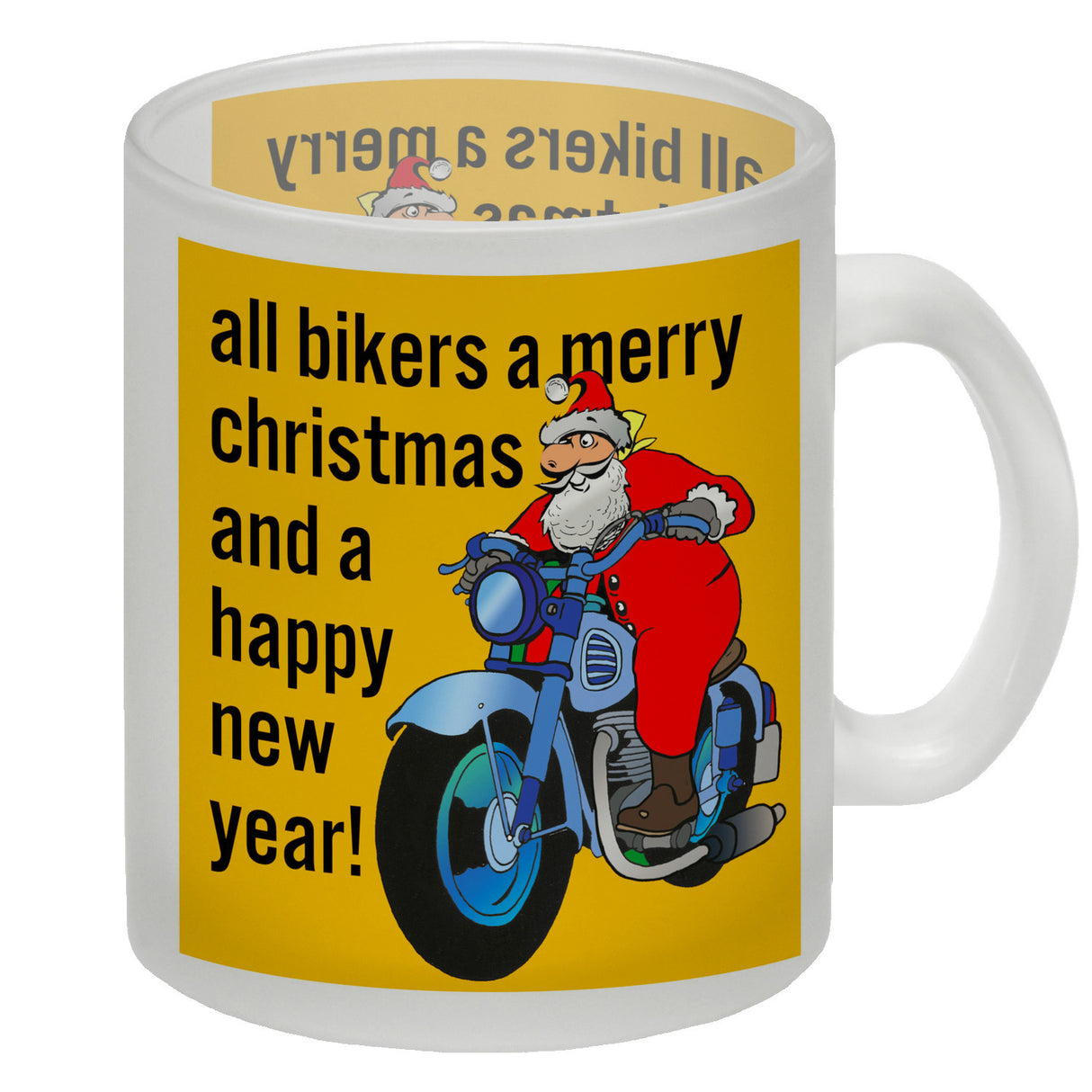 Weihnachten Biker Kaffeebecher mit Weihnachtsmann auf Motorrad